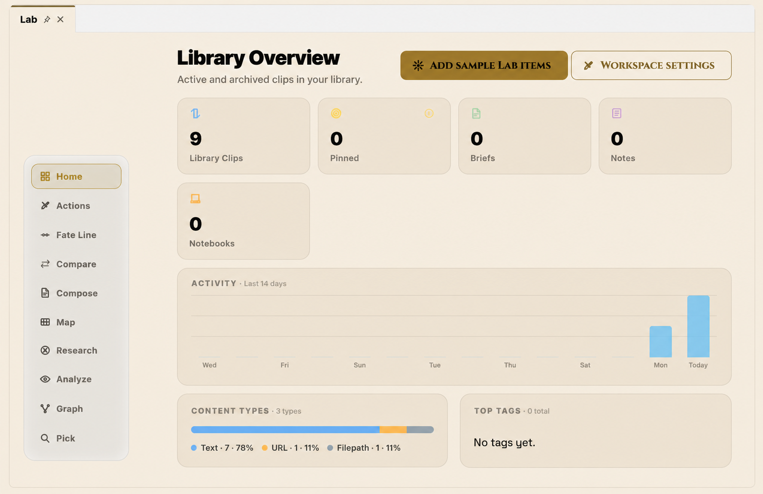 Current VanX Lab Library Overview in Kemet Light, cropped to exclude personal clips.